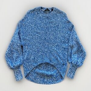 Ted Baker London Zzurii Sweater Women's S 4 Curved-Hem Knitted Wool Blend‎ Blue